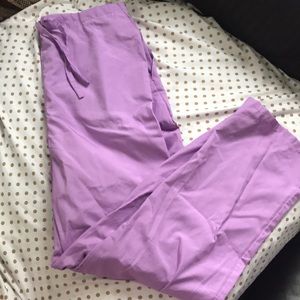 Lavender scrub bottoms and matching top